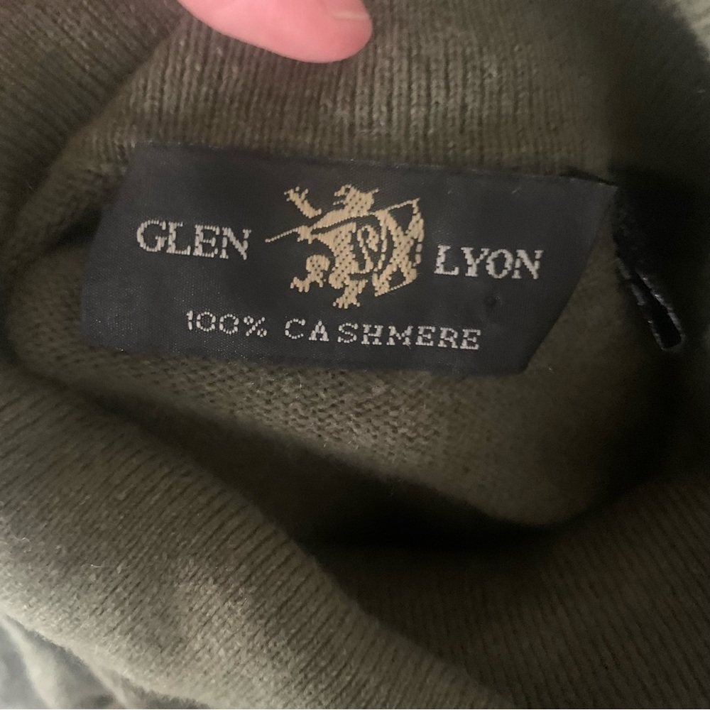 Glen Lyon Small Unisex 100% Cashmere Olive Green Turtleneck Sweater Soft Cozy - Picture 5 of 6